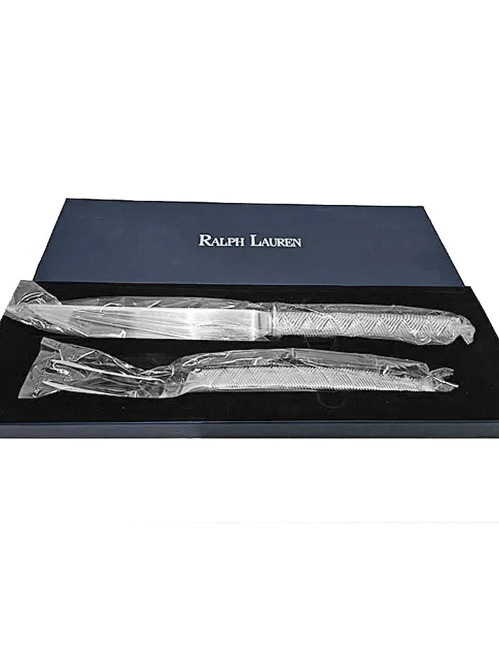 NEW Vintage Ralph Lauren Carving Set! Cairo Pattern 18/10 Stainless Knife & Fork